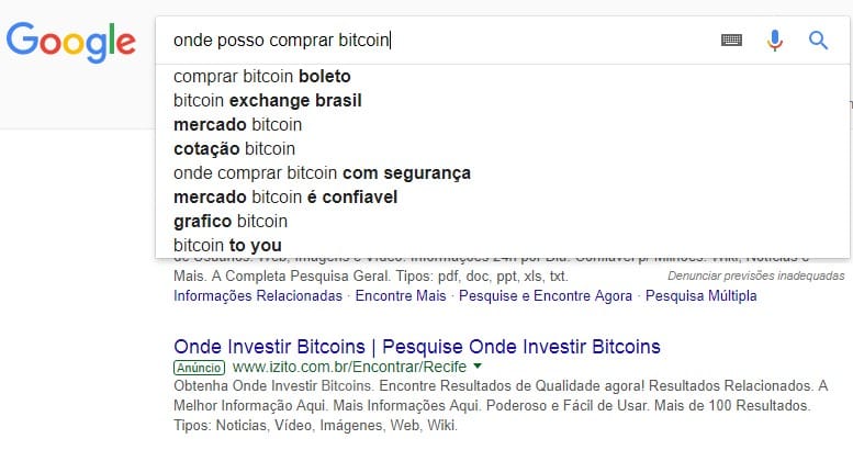 Sugestão de pesquisa Bitcoin